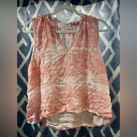cloth & stone Tops - Cloth & Stone by Anthropology Pink & White Sleeveless Top Size M